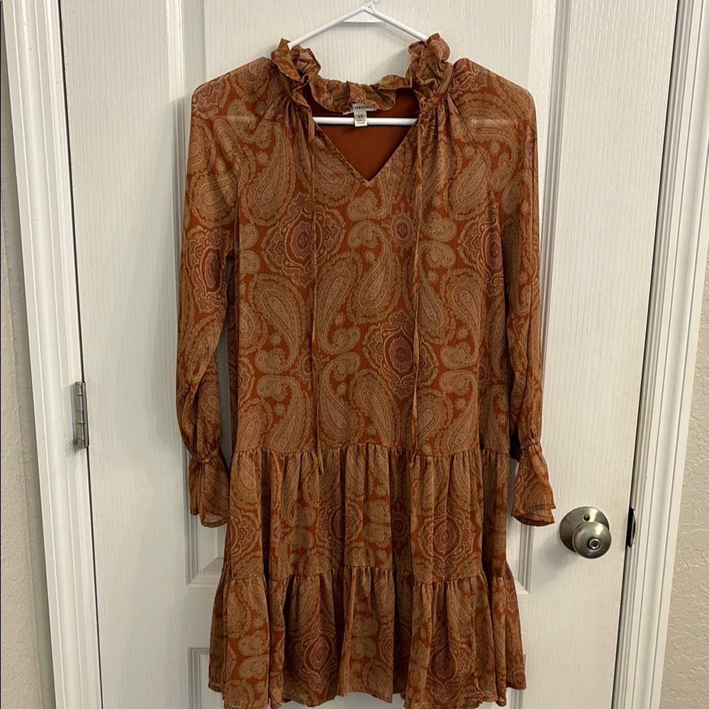 Paisley Ruffle Neck Dress